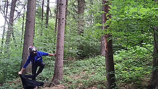 Forest Risk: Jerking off a Dick Under a Busy Road