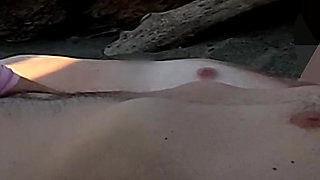 French Teacher Masturbation on Nudist Beach Caught by Peeker Jerking with Cum