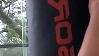 Naughty Blonde From the Gym Sucking Cock