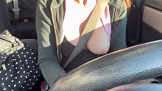 Italian Big Tits MILF Artemisia Love Hot Solo Car Ride and Boobs Flashing