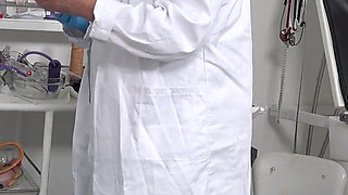 Big busty young blonde Lily Joy gets her pink cunt examined