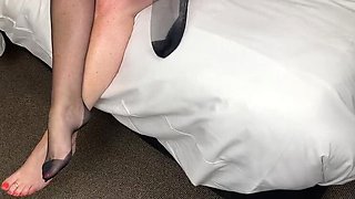 Mature British Granny Shows Off Big Natural Tits In Stockings While Getting Dressed