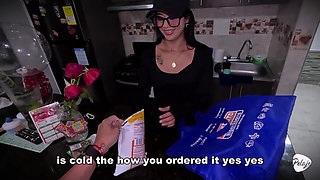 I'm a Delivery Girl and I Had to Deliver Milk. He Give Me with Milk Inside My Pussy.