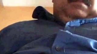 Fat Turkish Grandpa Strokes His Cock