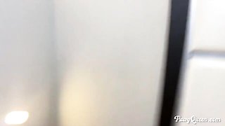 Cutie with huge natural tits Ryan Smiles stimulates her shaved pussy