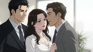 Boss share his secretary with client for deal closing