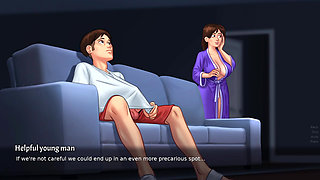 Stepmom flaunt her pussy to his Stepson while watching porn(Summertime Saga)