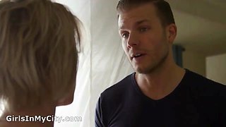 Horny stepmom rides thick cock