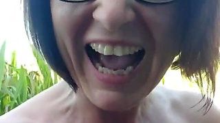 Nude Run with Squirt in Cornfield