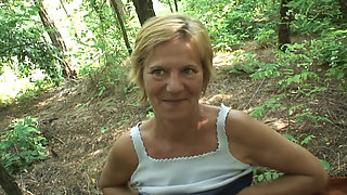 This super hot and very horny cock hungry granny with small natural tits loves to be fucked outdoors