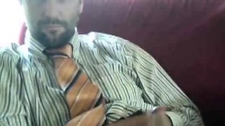 Amateur Bear Daddy Jerks Off in Suit