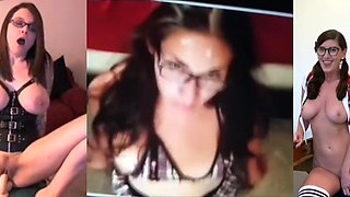 Fantastic Nerdy & Messy Honeys Getting off on Fake penis Money-shot Facial Cumshot Compilation