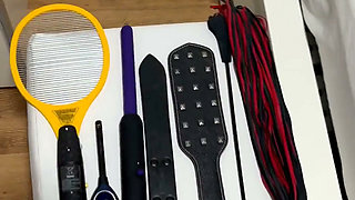 Super Hot BDSM Session Blind & Vulnerable Mask, Chains, Spreader Bar, Pump, Electro