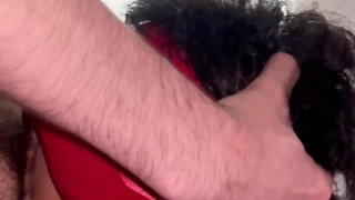 Submissive and obedient sucking his cock