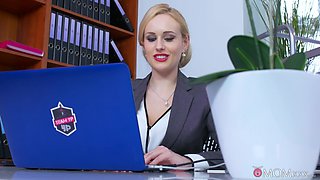 Busty blonde cougar vs huge cock sex scene