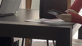 Secretary Masturbates at Work but Is Seen by Her Boss