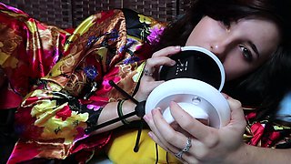 Cute amateur teen girl riding big toy cock on webcam