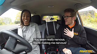 Fake Driving School- Gorgeous Black Sade Fails Her Test in a Car with Ryan & Rides Him Cowgirl Style with Creampie Finish
