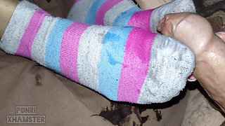 My Stepsister Helped Me Cum on Her Feet in Cute Socks