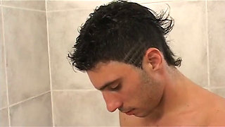 Colored hair mature lady gets her ass hole banged in the bathroom