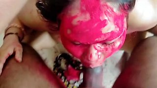 Stepdad Fucks Stepdaughter in Bathroom on Holi - Indian Homemade Sex Scandal with Loud Moaning