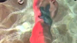 Amazon Kandy Flexes Her Massive Biceps in Her Hotel Pool