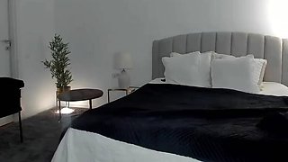 Glamour babe with big boobs masturbates in lingerie