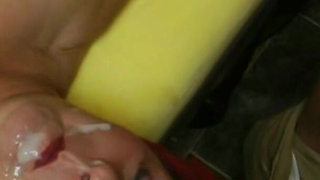 He Cums a Huge Load of Sperm Into My Open Mouth and All Over My Face, I Love Such a Hot Cumshot and Want More of It.