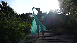 Semi-nude dance on planket