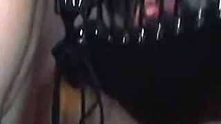 Dominatrix Trains Hooded Slave with Huge Dildo