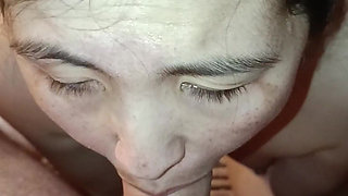 Korean Woman Sucks Great, for This She Gets Cum in Her Mouth and a Kiss After Cum