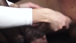 Nylon Blondies Train Her Foot Slave and Milk Him in Shoe