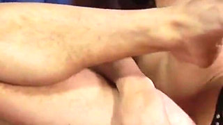 The eager brunette pleases her friend with a strap-on and masturbation