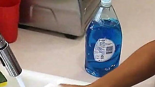 Gorgeous Cunt Washing Dishes