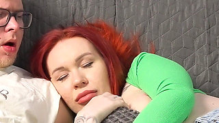 Step Sister Surprised by Step Bro's Cock in Mouth During TV Time