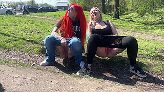 Girlfriends Peeing at the Rest Stop!