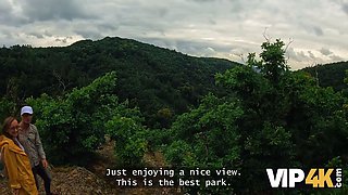 Vip4k. crazy female hiker bangs in the woods