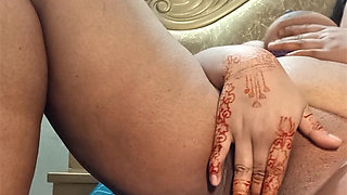 Desi milf bhabhi masturbating & stroking husbands dick part 2.