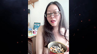 Real Smoking Asian MILF: Smoking While I Put on Lipstick and Flash My Milky 38C Breasts