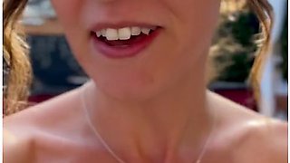 Sneaky Vibrator Orgasm At A Swingers Resort!