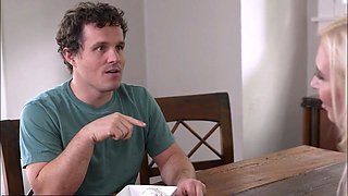 Sexy blonde teen blowjob and gangbanged then creampied