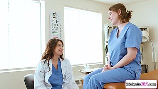 Lesbian doctor scissoring with assistant