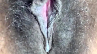 Close up Stimulating My Big Clit Hairy Pussy Creaming