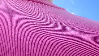 Cute Roller Skater with Braids Shows You Tits