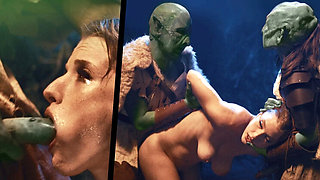 Orc Goblin Gangbang in Dungeon - Redhead Slave Octavia Red Gets Creampie & Cum in Mouth