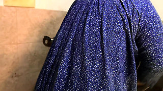 MILF Hot Aunty in Kitchen, She Was Horny When Cocking, I See Her Huge Tits & Big Ass & Start Handjob