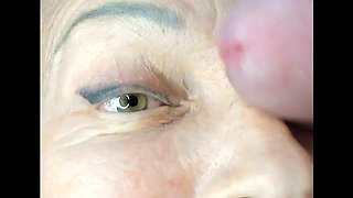 Mature MILF Tania Takes Huge Face Cum Load in Her Eye - Extreme Close Up