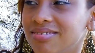 Sexy Latina teen Justine fucked outdoor by pool boy on the beach