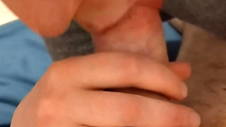 A Voyeuristic Stepmother in Tights Jerks off a Young Man and Receives His Sperm in Her Mouth.