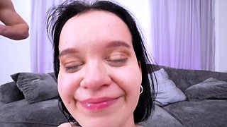 Double impact as brunette slut takes two big cocks